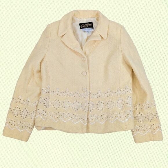 Rickie Freeman‎ Teri Jon Blazer/Jacket 12 Yellow Wool Nylon US - Picture 4 of 6